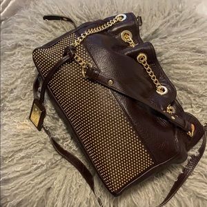 Badgley mischka burgundy studded purse